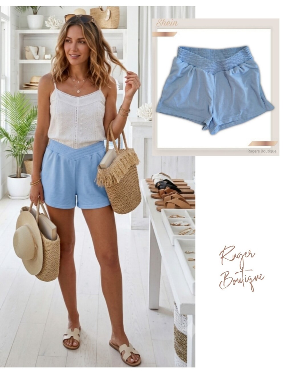 🌿Shein Womens Small Light Blue Crossover Shorts